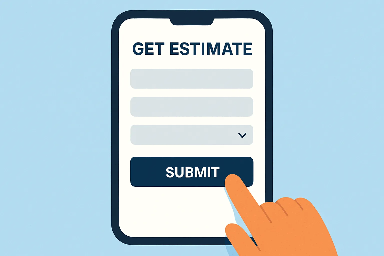 Formulario digital para solicitar estimados en sitio web móvil
