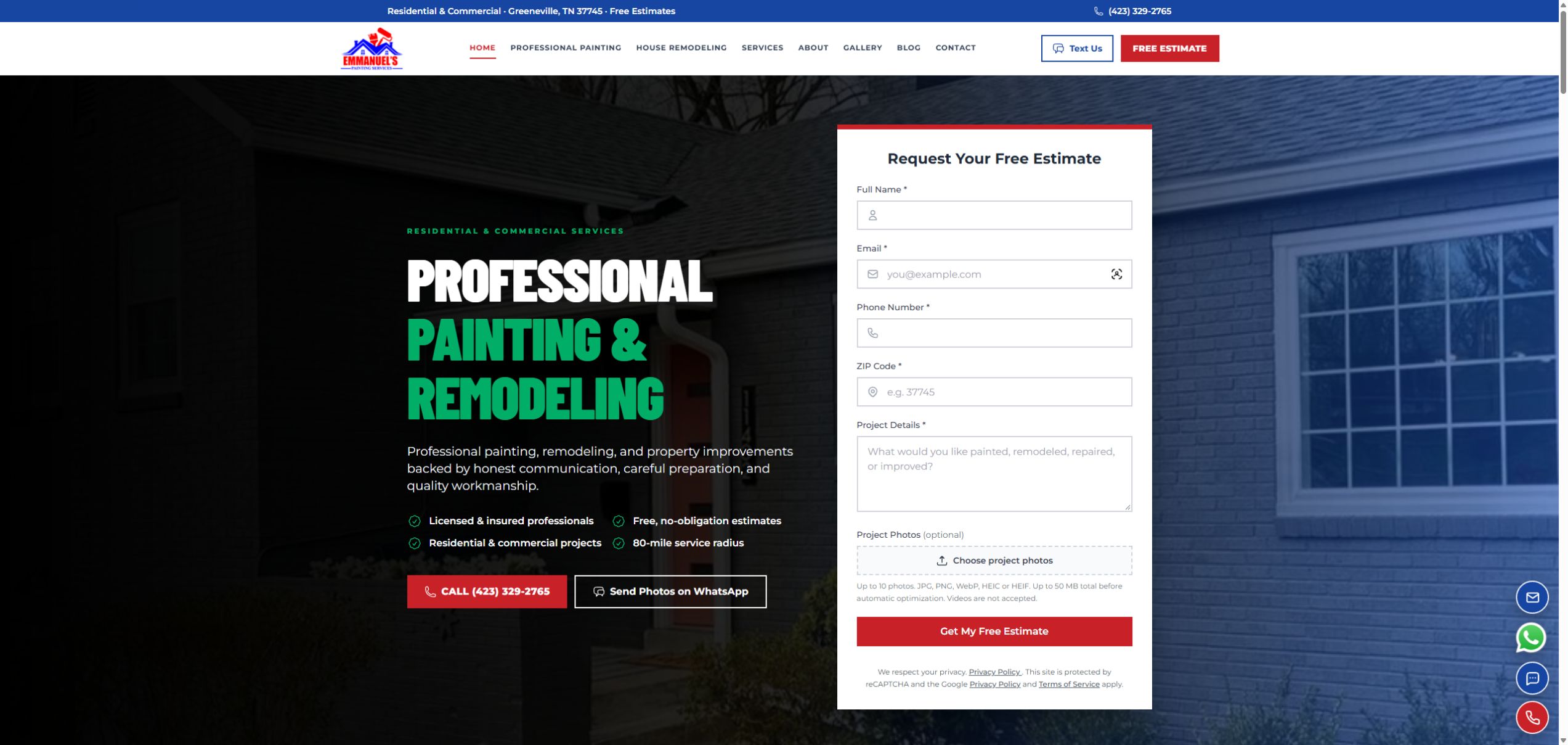 Captura del sitio de Emmanuel’s Painting Services